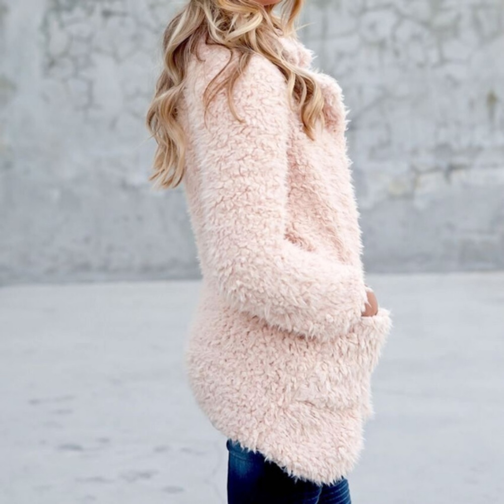 BLUSH SOFT FAUX FUR COAT - Picture 2 of 4